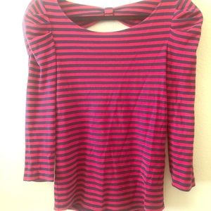 Betsey Johnson red and navy stripe top size medium